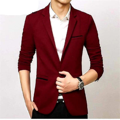 Blazer Ajustado Con Solapa Simple Para Hombre | Ideal Para Uso Profesional Y Ocasiones Variadas