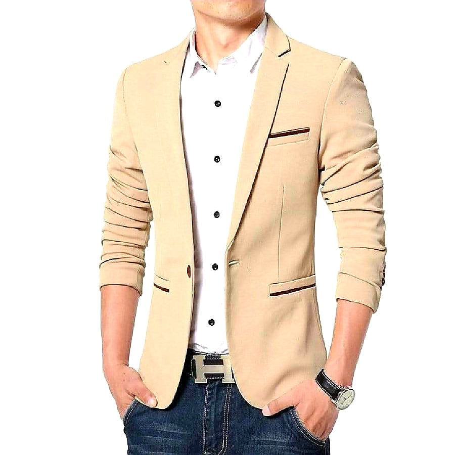 Blazer Ajustado Con Solapa Simple Para Hombre | Ideal Para Uso Profesional Y Ocasiones Variadas