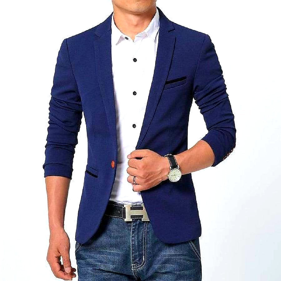 Blazer Ajustado Con Solapa Simple Para Hombre | Ideal Para Uso Profesional Y Ocasiones Variadas