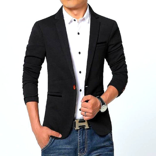 Blazer Ajustado Con Solapa Simple Para Hombre | Ideal Para Uso Profesional Y Ocasiones Variadas
