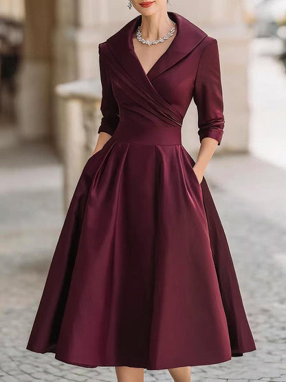 Vestido Midi con Corsé Ajustado y Falda Acampanada Para Mujer | Ideal Para Eventos y Salidas Nocturnas