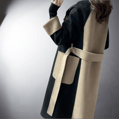 Abrigo con Diseño Bicolor y Corte Recto para Mujer | Ideal para Invierno