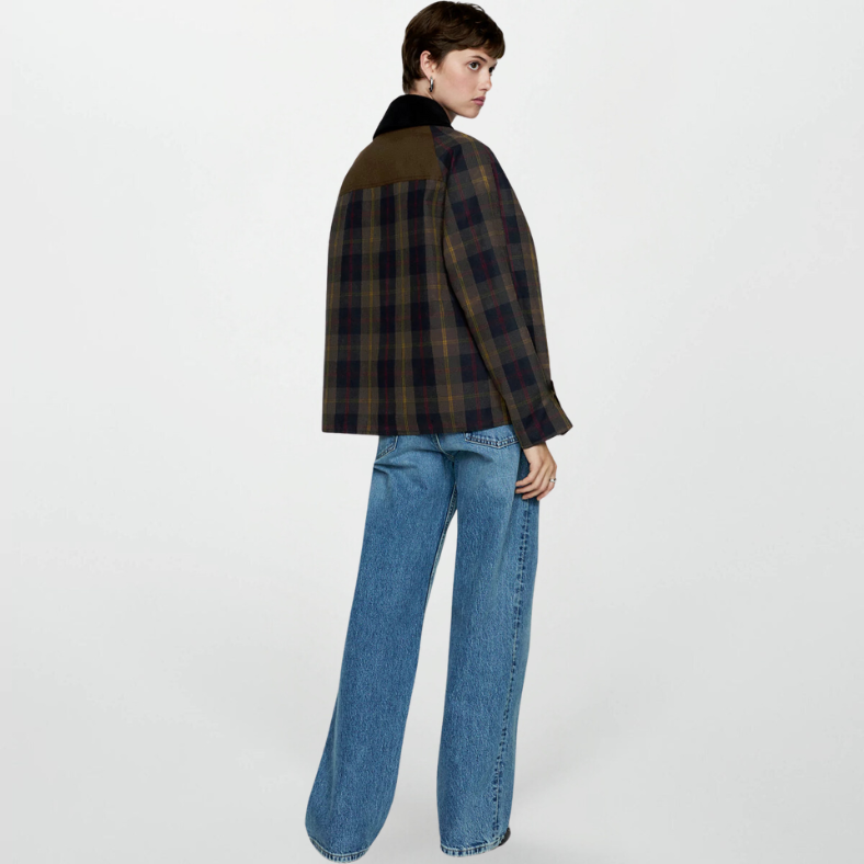 Abrigo con Diseño De Cuadros con Cierre De Cremallera para Mujer | Ideal para Días Fríos