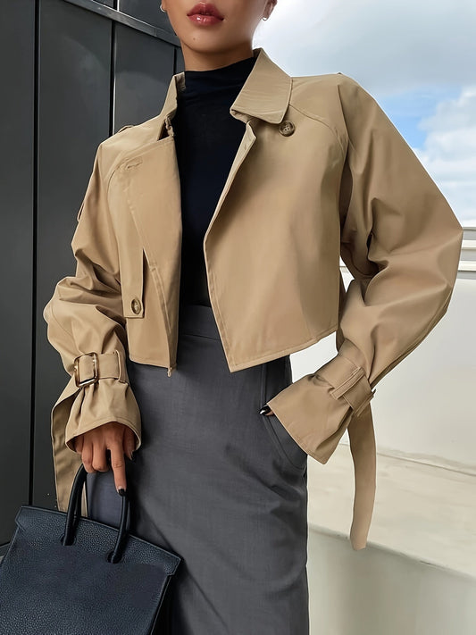 Abrigo Trench Corto Con Cierre Asimétrico Para Mujer | Ideal Para Uso Diario