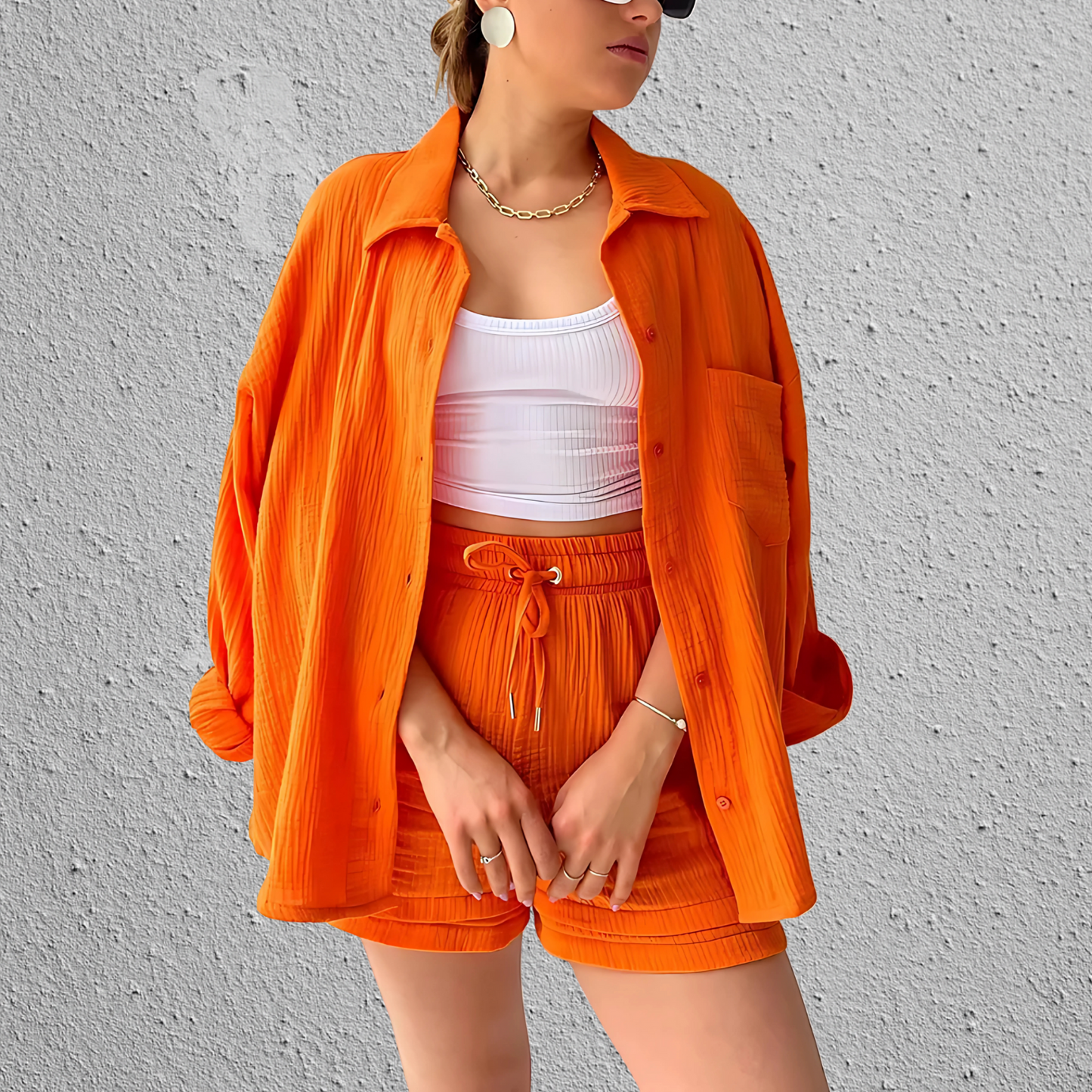 Conjunto de Dos Piezas con Camisa de Manga Larga para Mujer | Ideal para Uso Informal