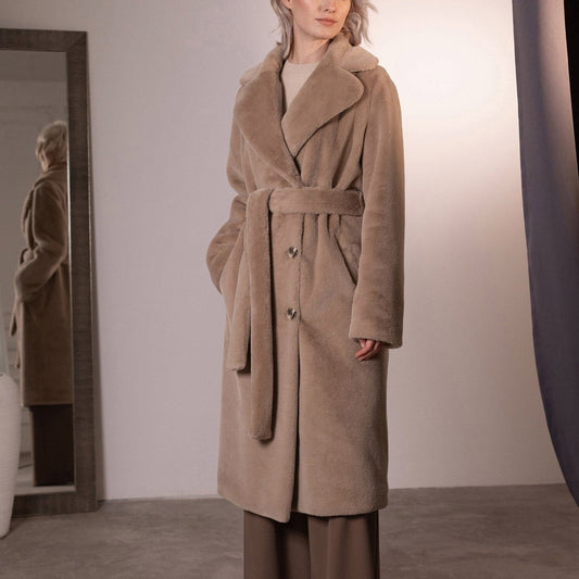 Manteco Largo con Cinturón Ajustable y Cierre de Botones para Mujer | Ideal para Invierno