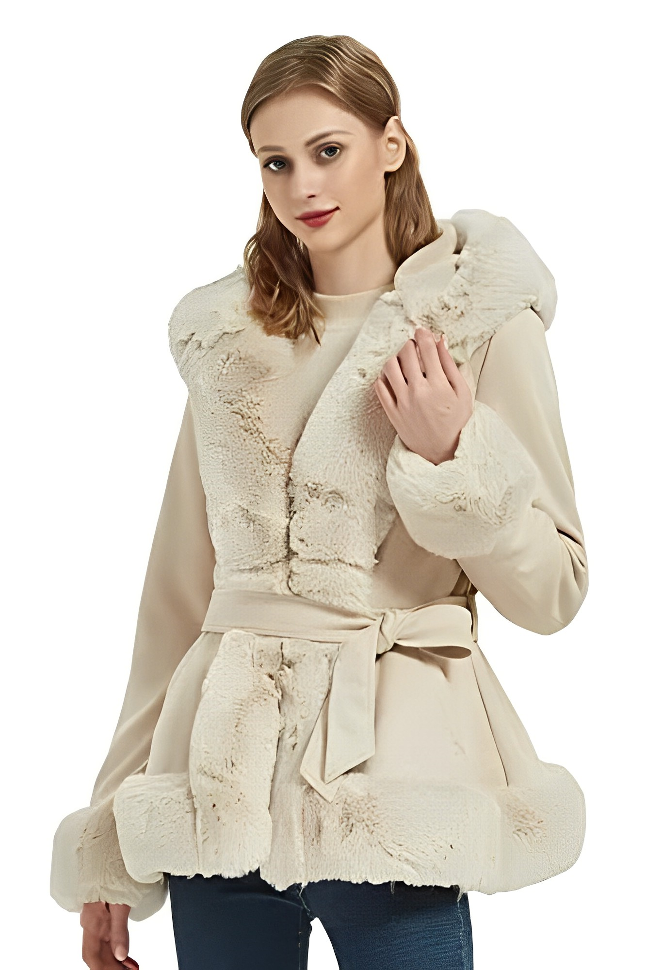 Chaqueta con Capucha y Cuello Bordeado para Mujer | Ideal para Otoño E Invierno