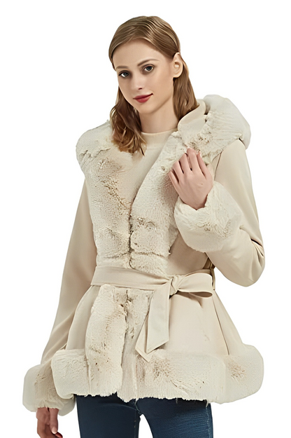 Chaqueta con Capucha y Cuello Bordeado para Mujer | Ideal para Otoño E Invierno