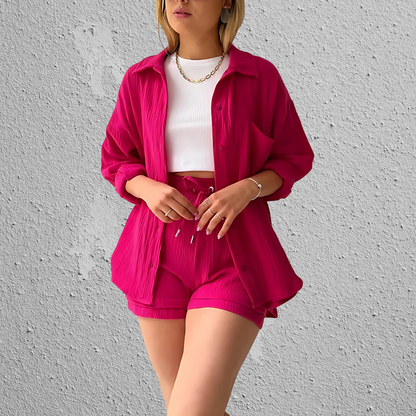 Conjunto de Dos Piezas con Camisa de Manga Larga para Mujer | Ideal para Uso Informal