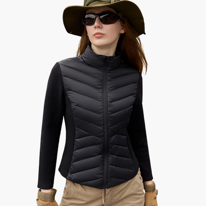 Chaqueta Híbrida con Diseño a Paneles para Mujer | Ideal para Entretiempo y Actividades al Aire Libre