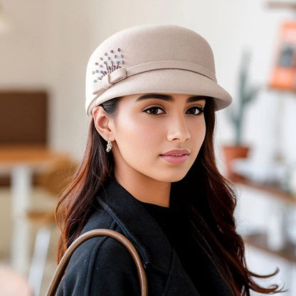 Boina De Invierno Con Visera Y Detalles Decorativos Para Mujer | Ideal Para Temporada Fría