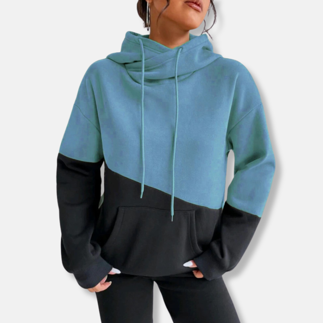Sudadera Bicolor Con Capucha y Bolsillo Para Mujer | Ideal Para Uso Diario