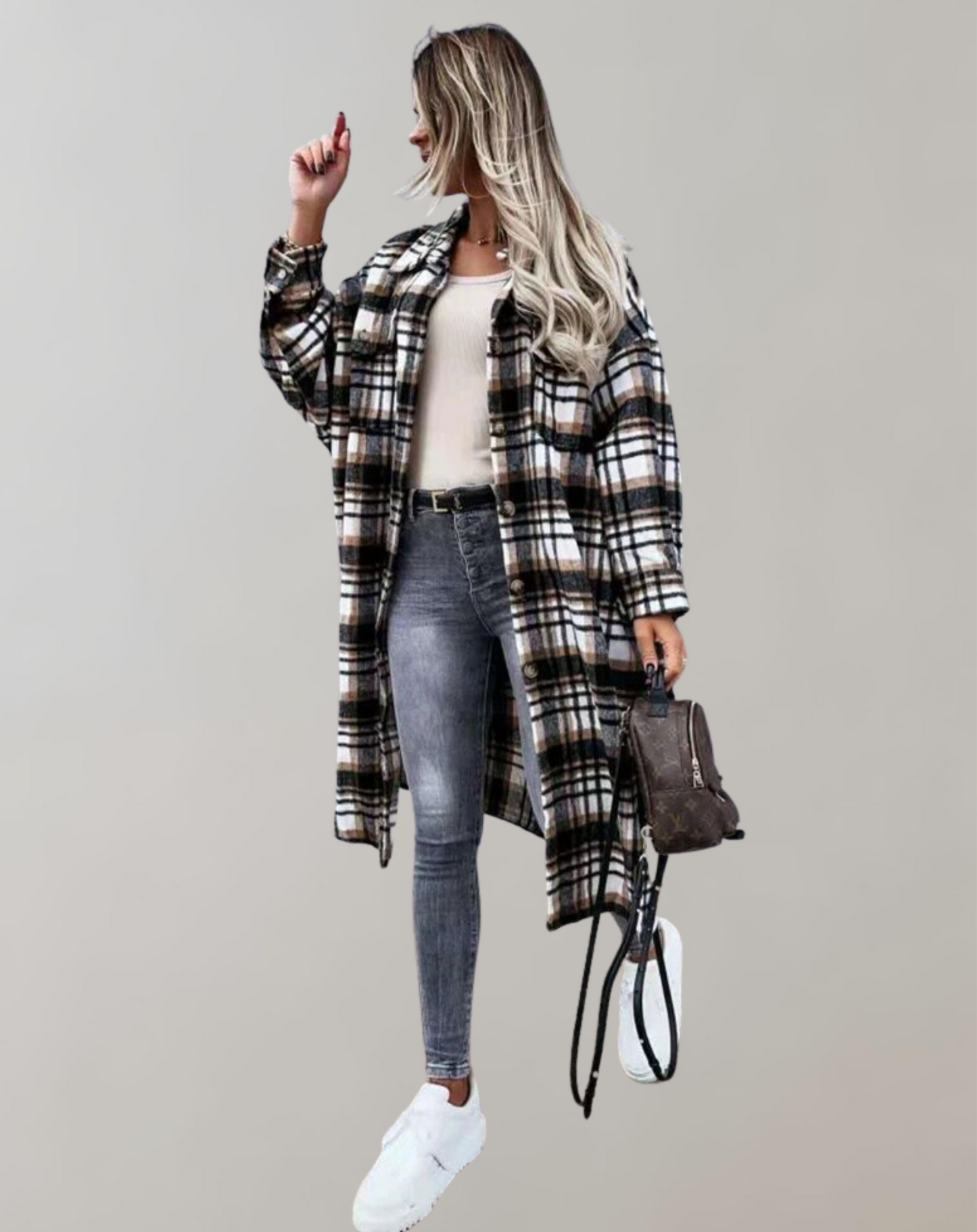 Abrigo Largo con Estampado de Cuadros para Adultos | Ideal para Otoño