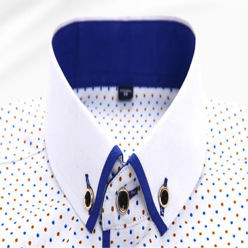 Camisa de Manga Larga con Corte Ajustado y Cuello Clásico para Hombre | Ideal para Uso Diario y Semi-Formal