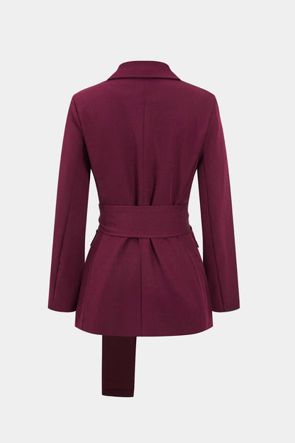 Conjunto De Blazer Entallado con Cinturón y Pantalón Recto para Mujer | Ideal para Oficina Y Eventos