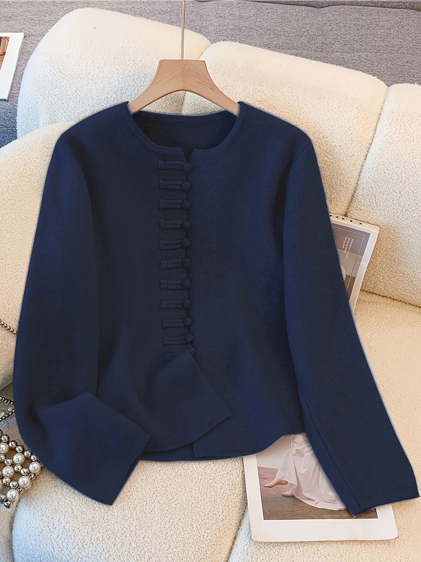 Conjunto De Dos Piezas Con Cárdigan De Manga Larga Para Mujer | Ideal Para Uso Diario