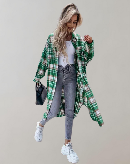 Abrigo Largo con Estampado de Cuadros para Adultos | Ideal para Otoño