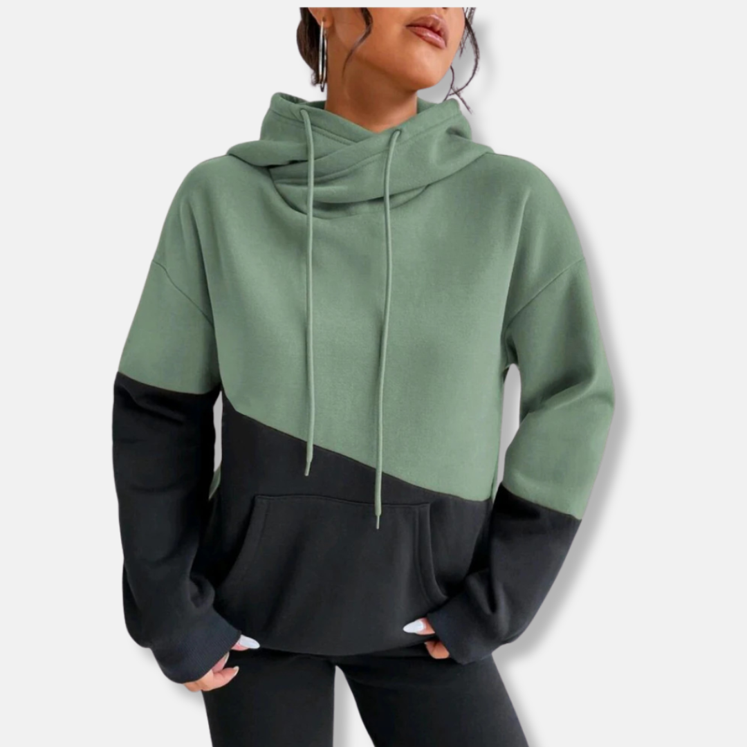 Sudadera Bicolor Con Capucha y Bolsillo Para Mujer | Ideal Para Uso Diario