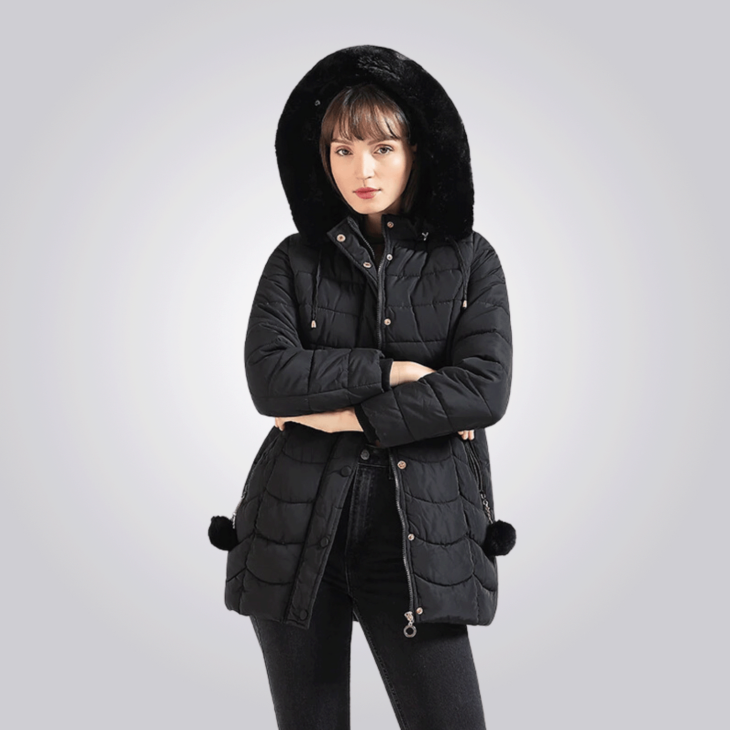 Manteau Largo Con Capucha Ajustable y Desmontable Para Mujer | Ideal Para La Temporada Fría