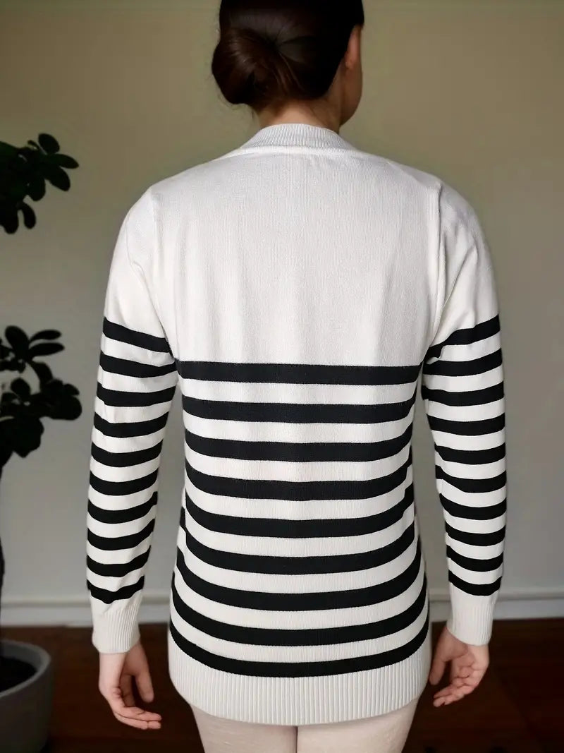 Jersey De Rayas con Cuello Redondo para Mujer | Ideal para Uso Diario