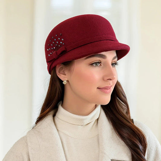 Boina De Invierno Con Visera Y Detalles Decorativos Para Mujer | Ideal Para Temporada Fría