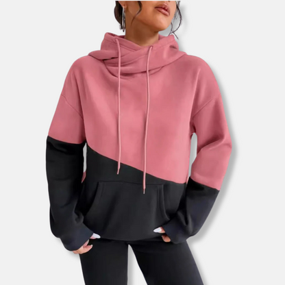 Sudadera Bicolor Con Capucha y Bolsillo Para Mujer | Ideal Para Uso Diario