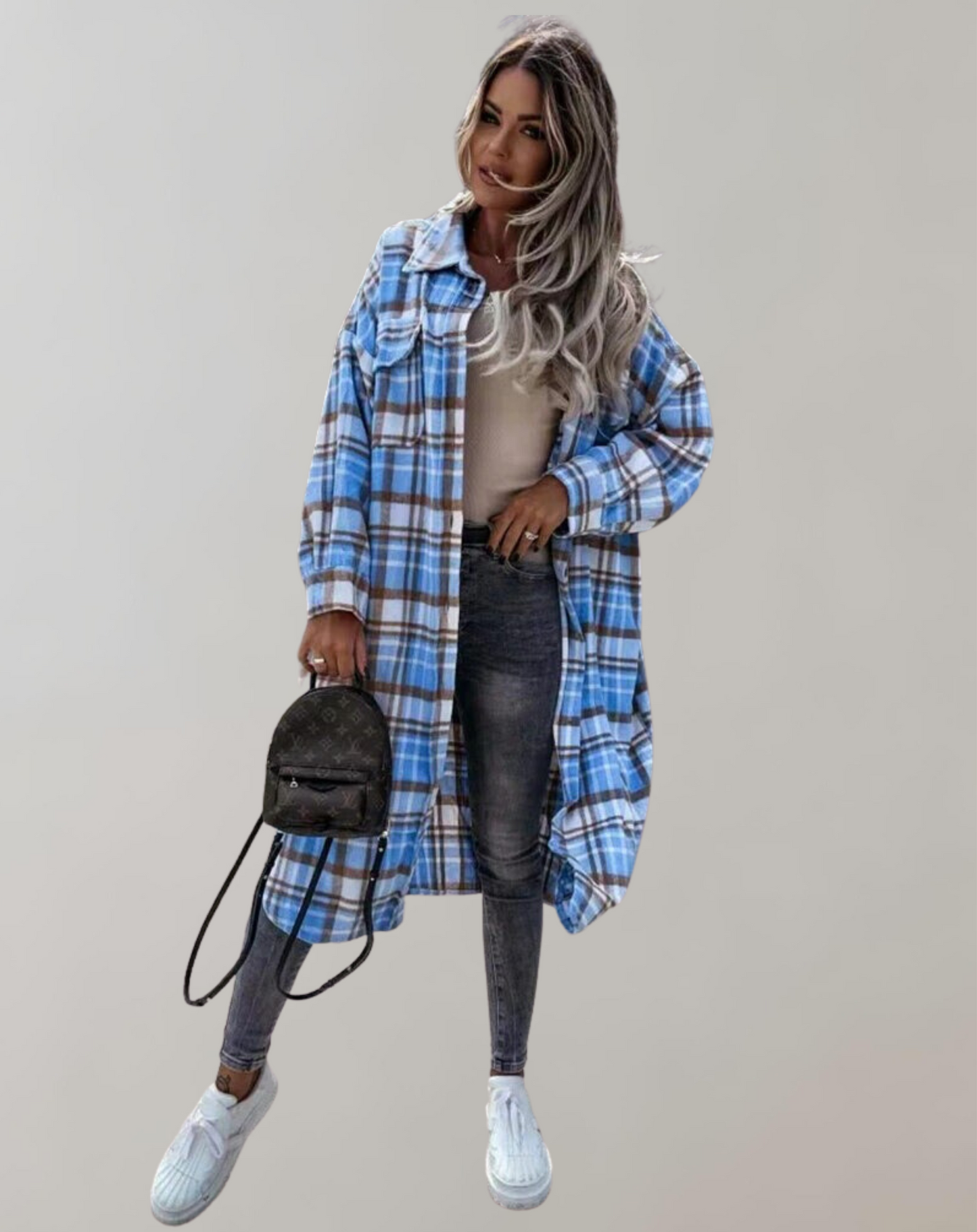 Abrigo Largo con Estampado de Cuadros para Adultos | Ideal para Otoño