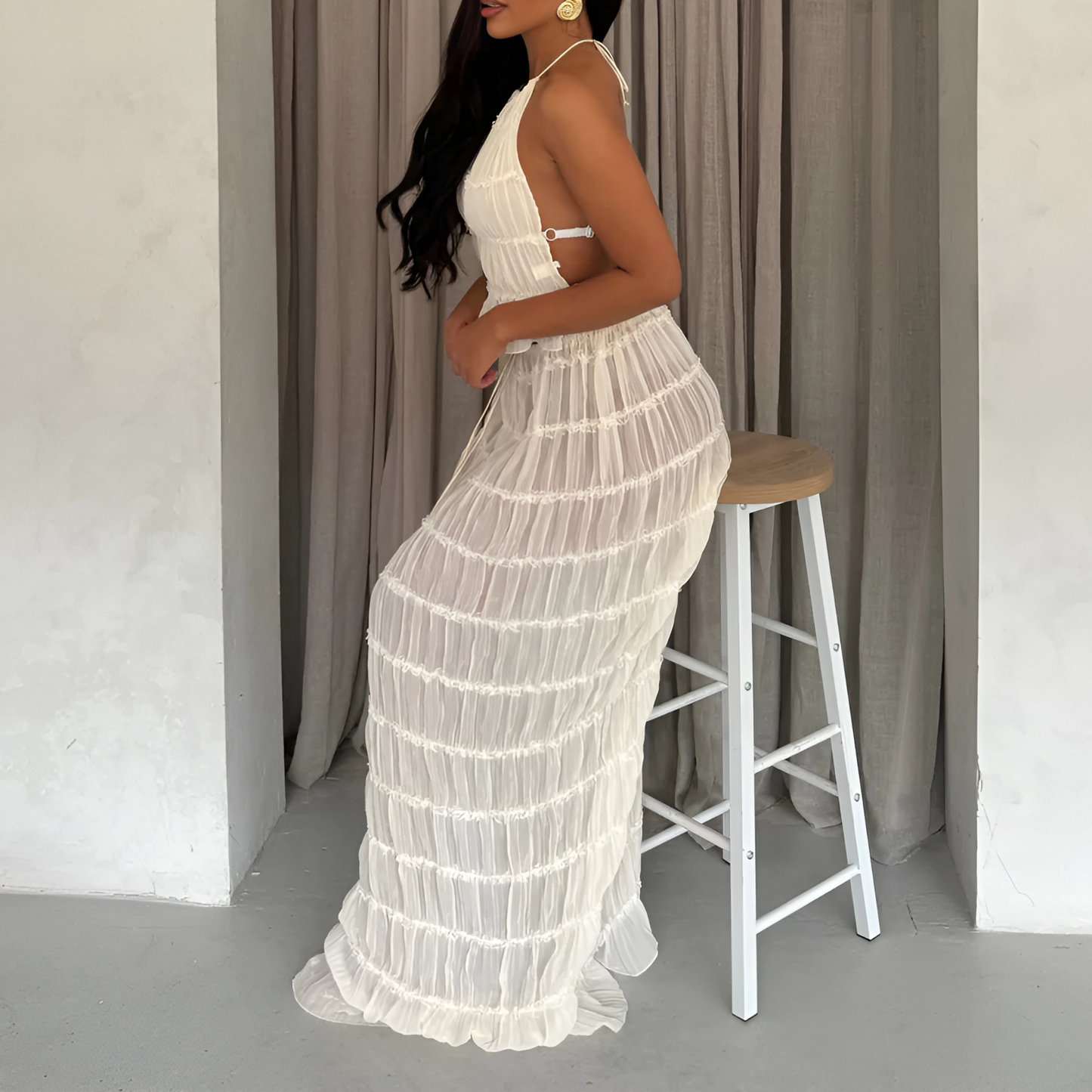 Conjunto de Dos Piezas con Top Halter para Mujer | Ideal para Uso en Climas Cálidos