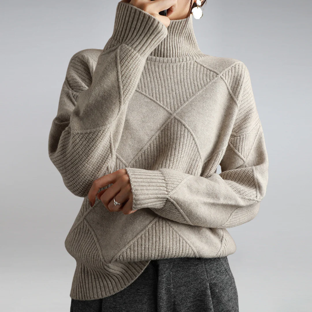 Jersey De Cuello Alto Con Diseño Cubriente Para Mujer | Ideal Para Invierno