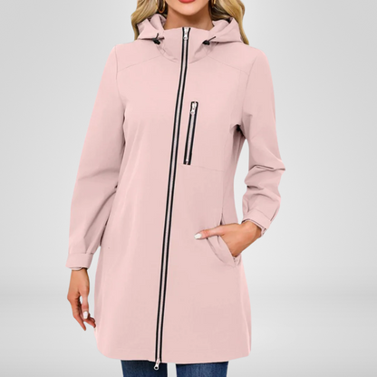 Chaqueta Larga con Capucha Integrada para Mujer | Ideal para Entretiempo y Días Húmedos
