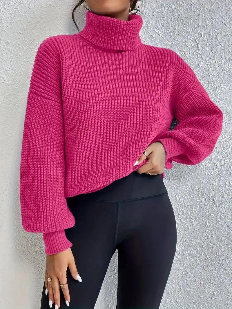 Jersey con Cuello Alto Y Hombro Caído para Mujer | Ideal para Otoño E Invierno
