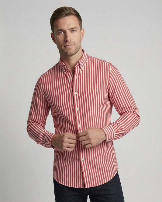 Camisa de Rayas de Manga Larga para Hombres | Ideal para Uso Diario