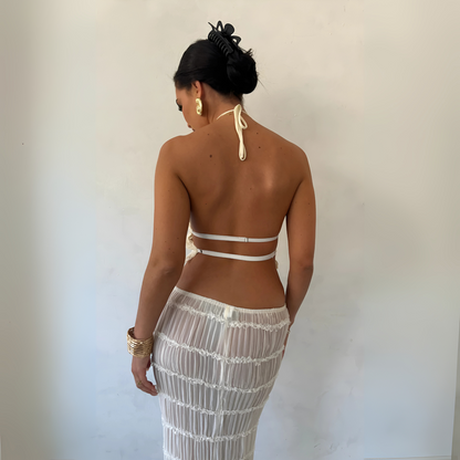 Conjunto de Dos Piezas con Top Halter para Mujer | Ideal para Uso en Climas Cálidos