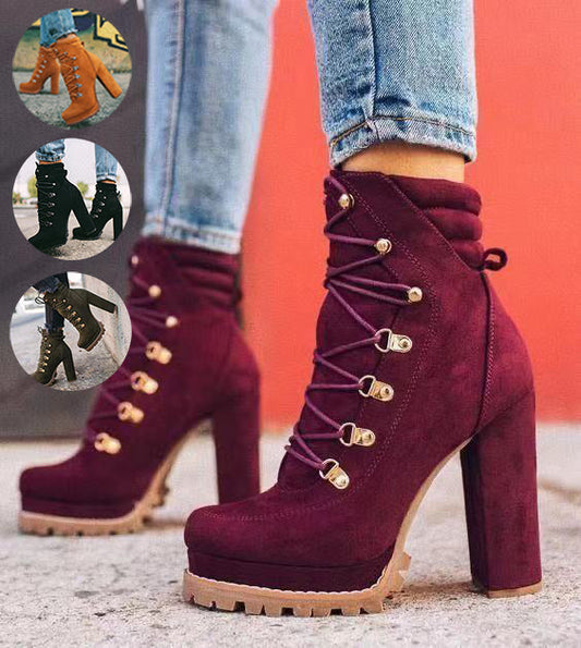 Botas Altas Con Tacón y Punta Redonda Para Mujer | Ideal Para Uso Diario y Salidas Urbanas