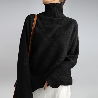 Jersey De Cuello Alto Con Diseño Cubriente Para Mujer | Ideal Para Invierno