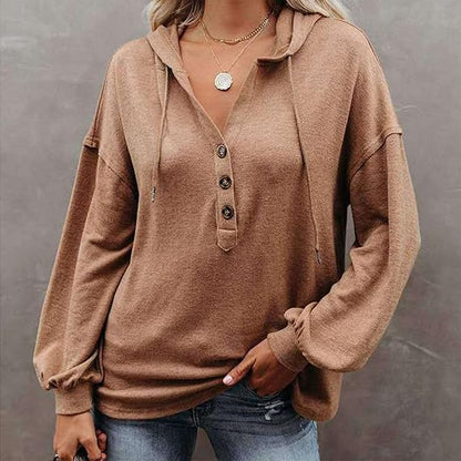 Jersey Con Capucha y Botones Frontales Para Mujer | Ideal Para Días Frescos