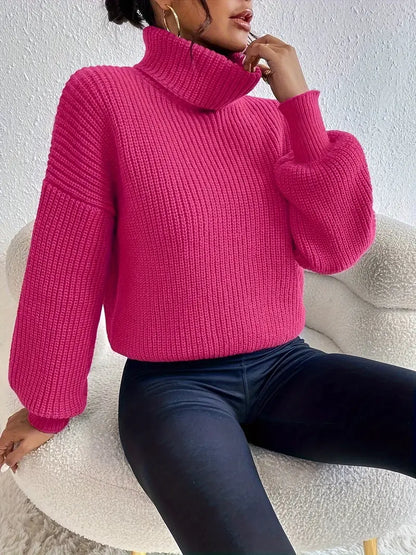 Jersey con Cuello Alto Y Hombro Caído para Mujer | Ideal para Otoño E Invierno