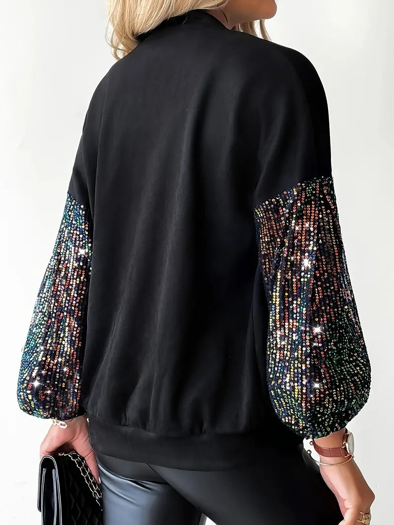 Chaqueta con Apliques de Paillettes y Corte Ajustado para Mujer | Ideal para Eventos
