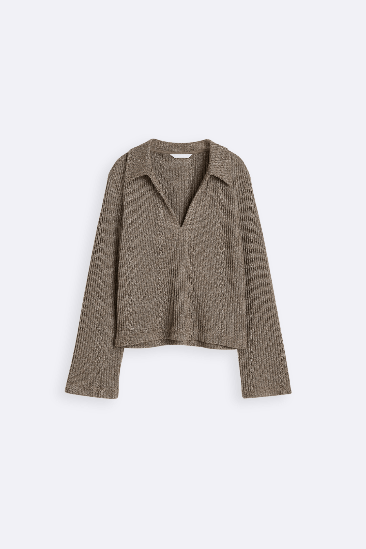 Jersey De Punto Canalé Con Cuello Y Escote En V Para Mujer | Ideal Para Uso Diario