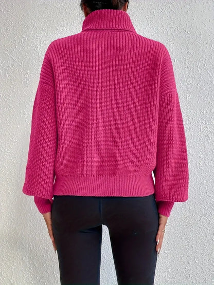 Jersey con Cuello Alto Y Hombro Caído para Mujer | Ideal para Otoño E Invierno