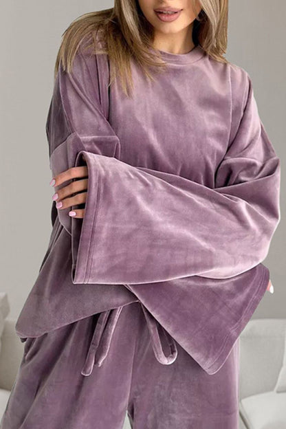 Conjunto De Dos Piezas con Top De Manga Larga y Pantalón con Cordon para Adultos | Ideal para Uso Diario