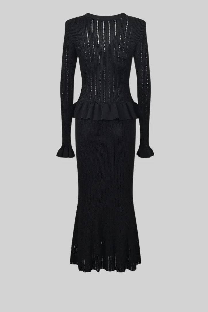 Conjunto De Dos Piezas con Chaqueta Ajustada y Falda Midi para Mujer | Ideal para Uso Diario