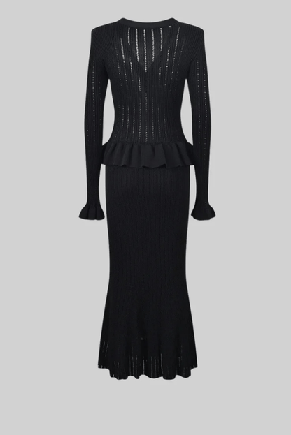 Conjunto De Dos Piezas con Chaqueta Ajustada y Falda Midi para Mujer | Ideal para Uso Diario