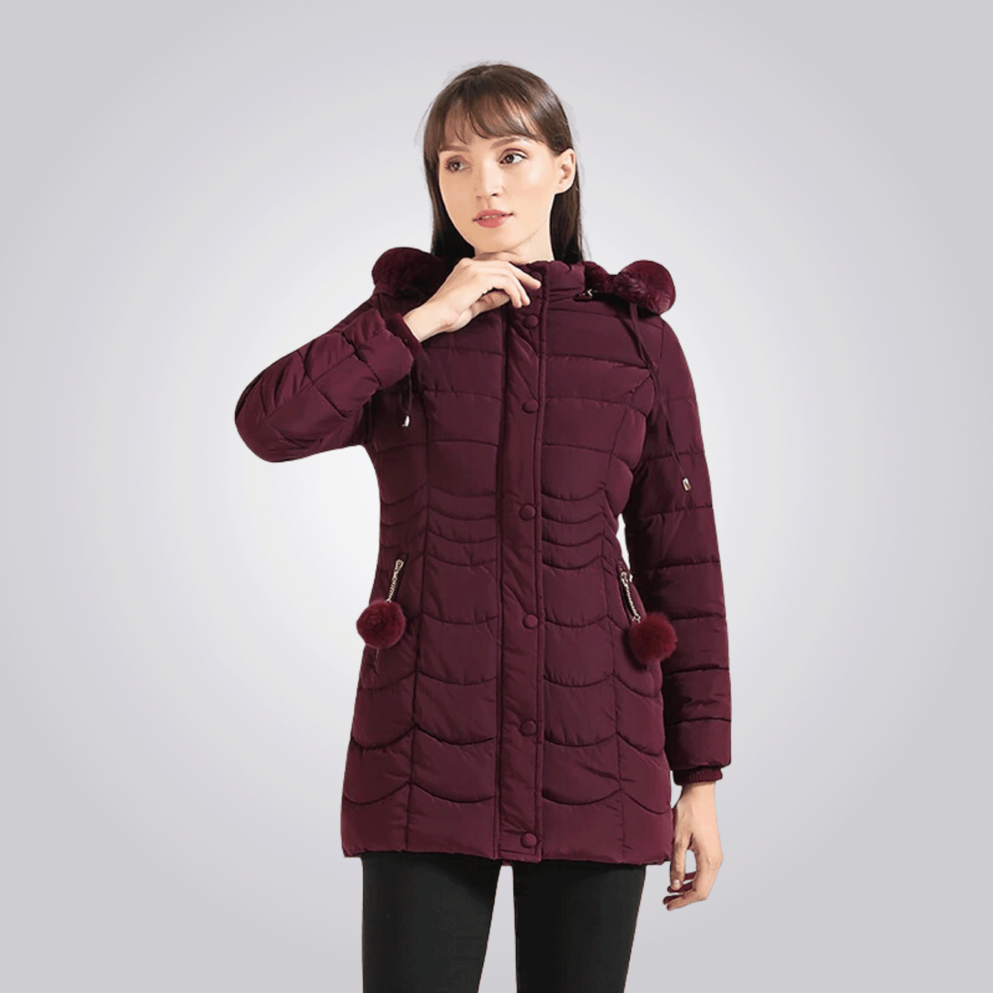 Manteau Largo Con Capucha Ajustable y Desmontable Para Mujer | Ideal Para La Temporada Fría