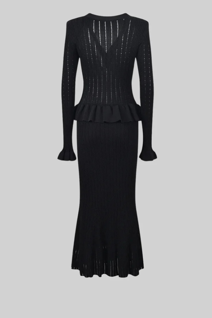 Conjunto De Falda Larga Y Cárdigan Con Botones Para Mujer | Ideal Para Uso Profesional Y Eventos Informales