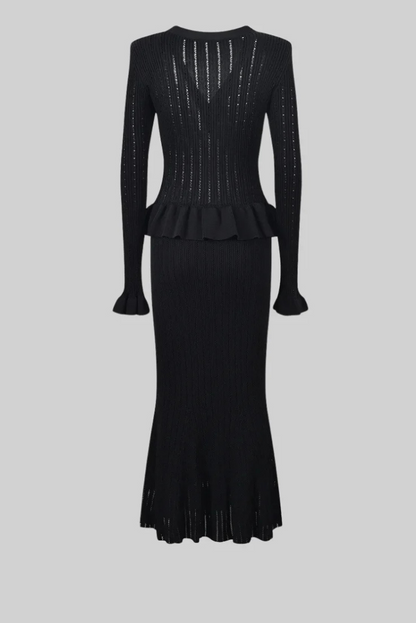 Conjunto De Falda Larga Y Cárdigan Con Botones Para Mujer | Ideal Para Uso Profesional Y Eventos Informales