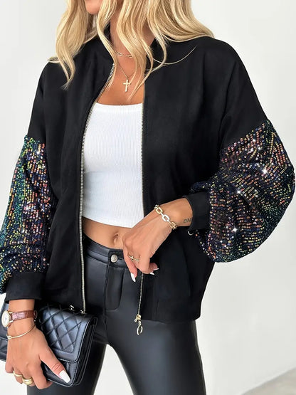 Chaqueta con Apliques de Paillettes y Corte Ajustado para Mujer | Ideal para Eventos