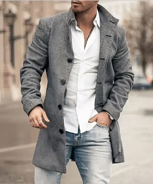 Trench Coat Largo con Cuello en V para Adultos | Ideal para Períodos de Entretiempo