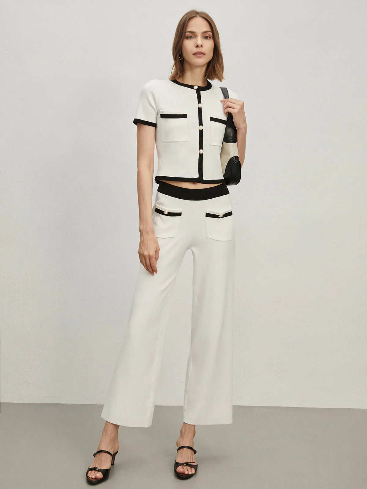 Conjunto Con Botones y Contrastes para Mujer | Ideal para Reuniones O Uso Diario