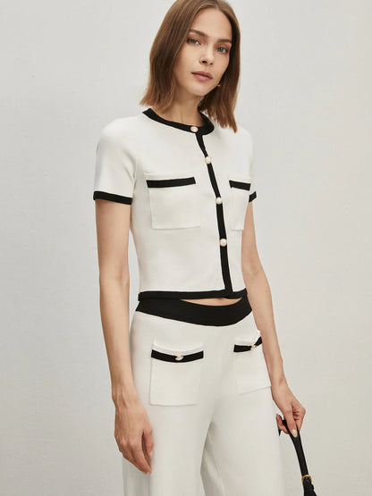 Conjunto Con Botones y Contrastes para Mujer | Ideal para Reuniones O Uso Diario